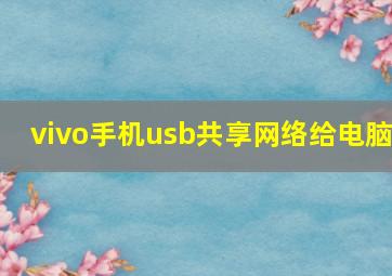 vivo手机usb共享网络给电脑