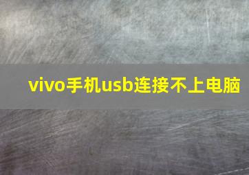 vivo手机usb连接不上电脑