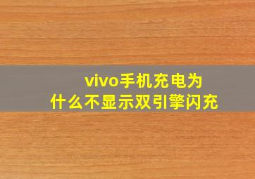 vivo手机充电为什么不显示双引擎闪充