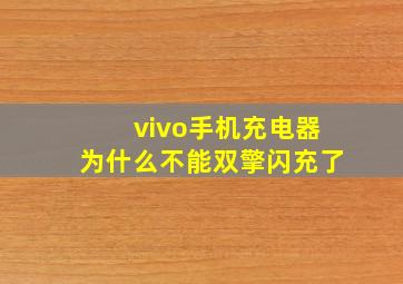 vivo手机充电器为什么不能双擎闪充了