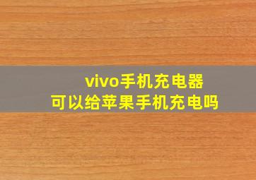 vivo手机充电器可以给苹果手机充电吗