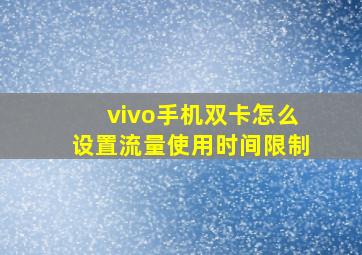 vivo手机双卡怎么设置流量使用时间限制