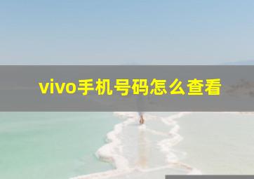 vivo手机号码怎么查看