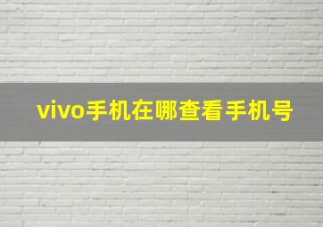 vivo手机在哪查看手机号