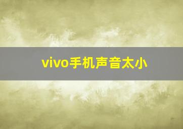 vivo手机声音太小