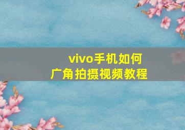 vivo手机如何广角拍摄视频教程