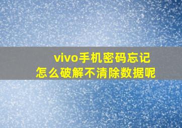 vivo手机密码忘记怎么破解不清除数据呢