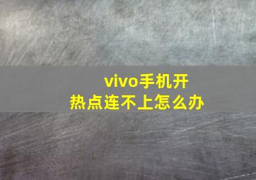 vivo手机开热点连不上怎么办