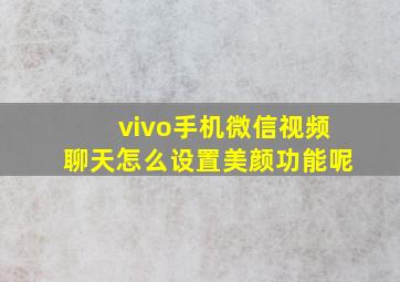 vivo手机微信视频聊天怎么设置美颜功能呢