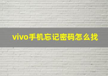 vivo手机忘记密码怎么找