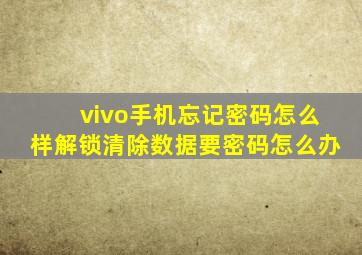 vivo手机忘记密码怎么样解锁清除数据要密码怎么办