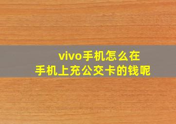 vivo手机怎么在手机上充公交卡的钱呢