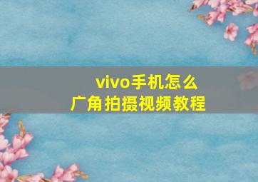 vivo手机怎么广角拍摄视频教程