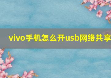 vivo手机怎么开usb网络共享