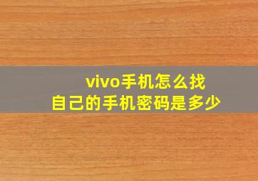 vivo手机怎么找自己的手机密码是多少