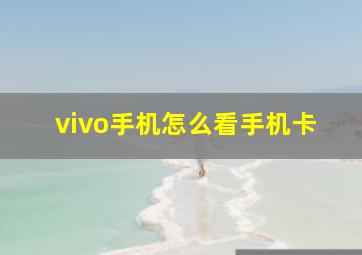 vivo手机怎么看手机卡