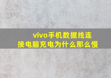 vivo手机数据线连接电脑充电为什么那么慢