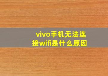 vivo手机无法连接wifi是什么原因