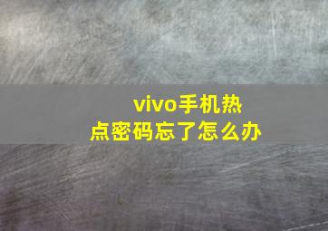 vivo手机热点密码忘了怎么办