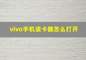 vivo手机读卡器怎么打开