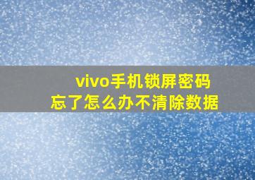 vivo手机锁屏密码忘了怎么办不清除数据