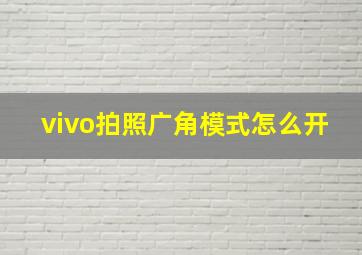 vivo拍照广角模式怎么开