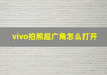 vivo拍照超广角怎么打开