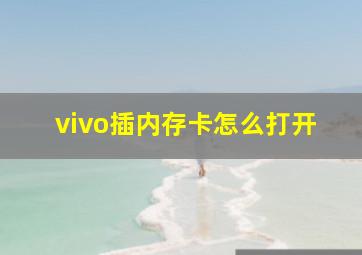 vivo插内存卡怎么打开