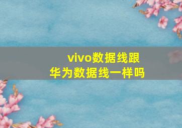 vivo数据线跟华为数据线一样吗