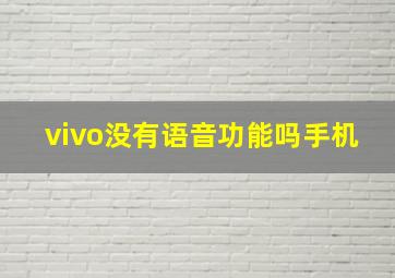 vivo没有语音功能吗手机