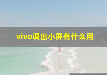 vivo调出小屏有什么用