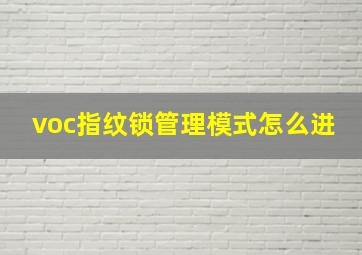 voc指纹锁管理模式怎么进