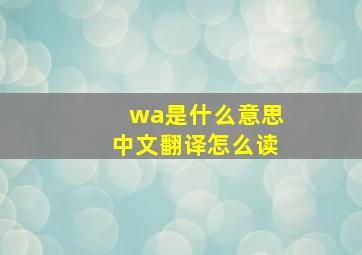 wa是什么意思中文翻译怎么读