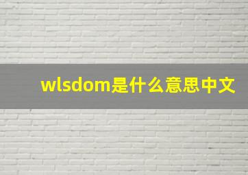 wlsdom是什么意思中文