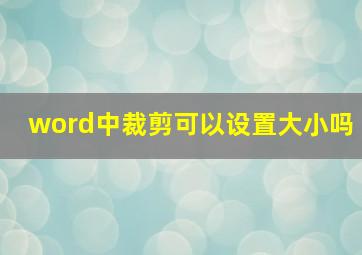 word中裁剪可以设置大小吗