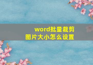 word批量裁剪图片大小怎么设置