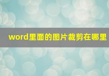 word里面的图片裁剪在哪里