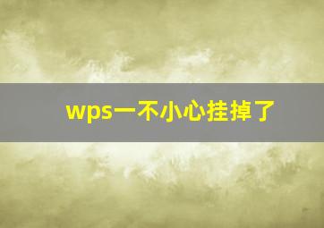 wps一不小心挂掉了