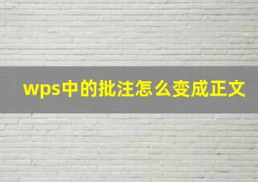 wps中的批注怎么变成正文