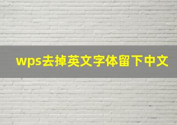 wps去掉英文字体留下中文