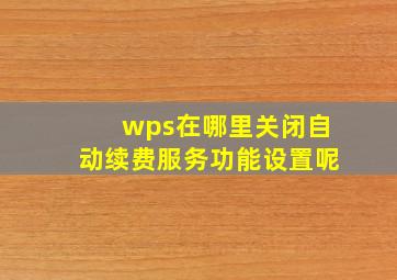 wps在哪里关闭自动续费服务功能设置呢