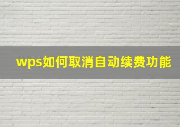 wps如何取消自动续费功能