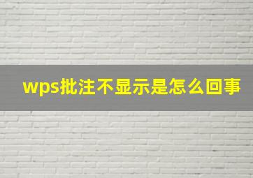 wps批注不显示是怎么回事