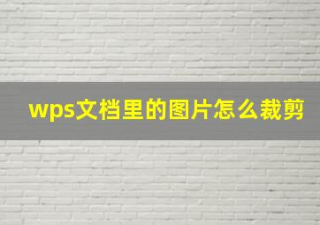 wps文档里的图片怎么裁剪