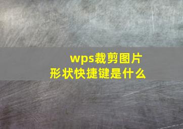 wps裁剪图片形状快捷键是什么