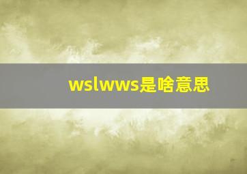 wslwws是啥意思