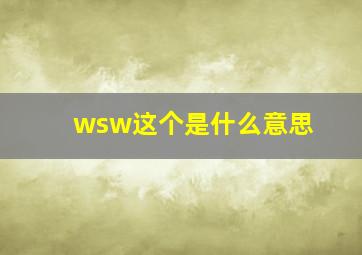 wsw这个是什么意思