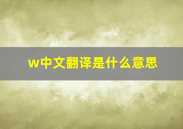 w中文翻译是什么意思