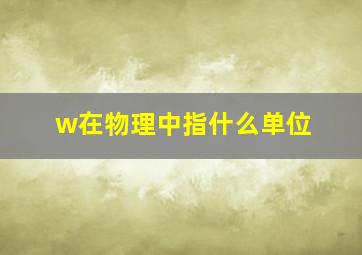 w在物理中指什么单位