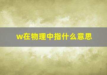 w在物理中指什么意思